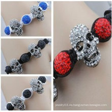 Pulseras ajustables hechas a mano Shamballa del cráneo con la bola cristalina BR166